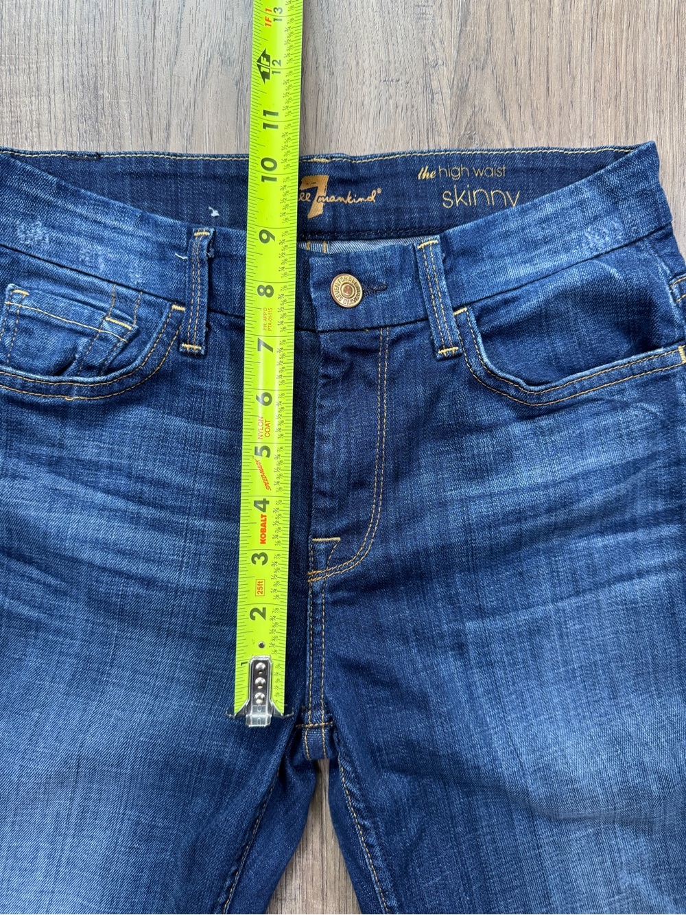 7 For All Mankind The High Waist Skinny Jeans Dark Wash Size 26 - Picture 3 of 14